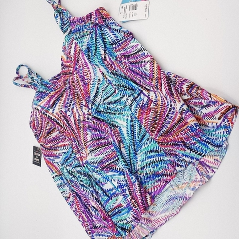 Swim Solutions Palmalicious Hi Lowβ Tankini Top Multicolor 10